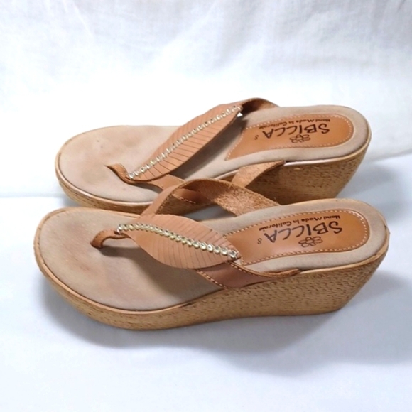 SBICCA California Brown Leather Platform Bling Diamond Sandals Sz 8 New - Picture 3 of 9